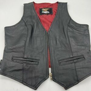 Jamin Leather Black Cycle Vest Women’s Medium Front Zipper Pockets Lined Biker